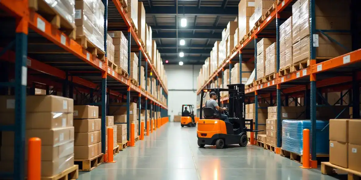 pallet racks in a warehouse